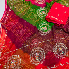 Multicolour Bandhej Saree