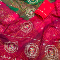 Multicolour Bandhej Saree