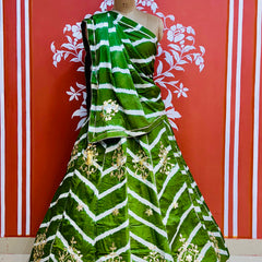 CHINON GOTA PATTI HANDWORK LEHERIYA LEHENGA