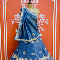 PURE COSMOS TISSUE HANDWORK GOTA PATTI LEHENGA