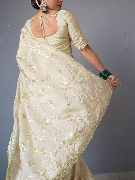 Pure Golden Tissue Gota Patti Saree