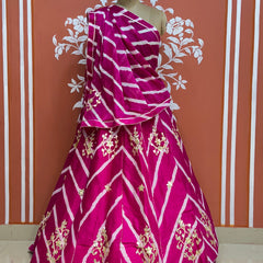 CHINON GOTA PATTI HANDWORK LEHERIYA LEHENGA