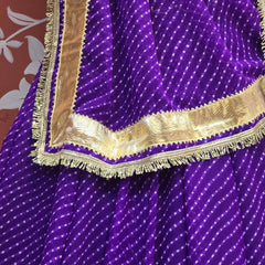 ROYAL PURPLE MOTHRA GOTA BORDER FULL FLARED LEHENGA