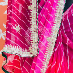 30 GM ROYAL GEORGETTE LEHERIYA GOTA PATTI SAREE