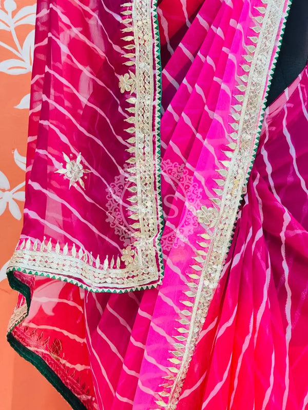 30 GM ROYAL GEORGETTE LEHERIYA GOTA PATTI SAREE