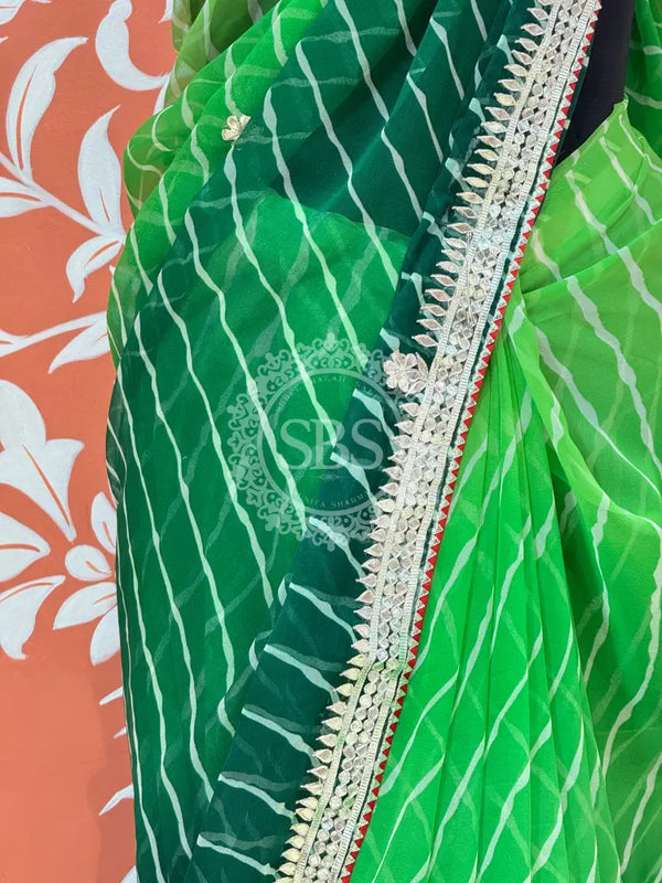 30 GM ROYAL GEORGETTE LEHERIYA GOTA PATTI SAREE