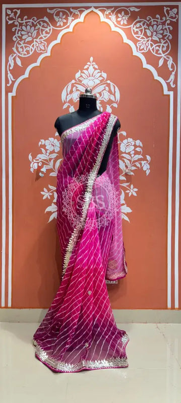 30 GM ROYAL GEORGETTE LEHERIYA GOTA PATTI SAREE