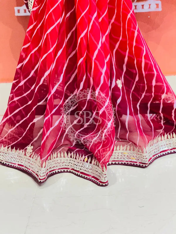 30 GM ROYAL GEORGETTE LEHERIYA GOTA PATTI SAREE
