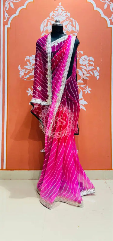 30 GM ROYAL GEORGETTE LEHERIYA GOTA PATTI SAREE