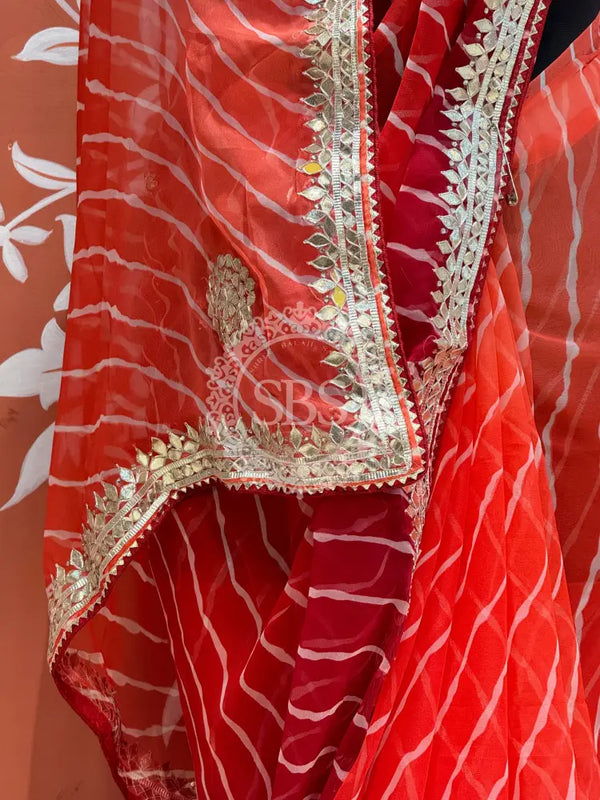 30 GM ROYAL GEORGETTE LEHERIYA GOTA PATTI SAREE