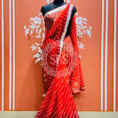 30 GM ROYAL GEORGETTE LEHERIYA GOTA PATTI SAREE