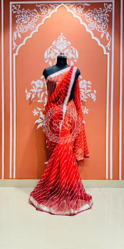 30 GM ROYAL GEORGETTE LEHERIYA GOTA PATTI SAREE