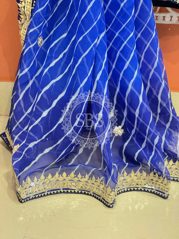 30 GM ROYAL GEORGETTE LEHERIYA GOTA PATTI SAREE