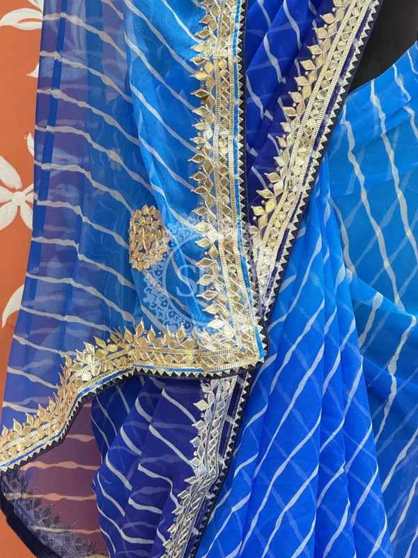 30 GM ROYAL GEORGETTE LEHERIYA GOTA PATTI SAREE