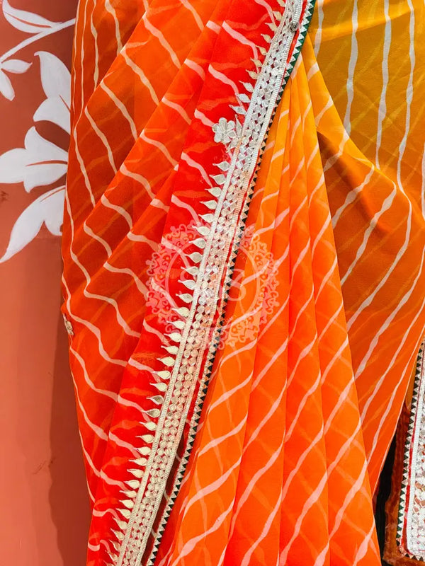 30 GM ROYAL GEORGETTE LEHERIYA GOTA PATTI SAREE