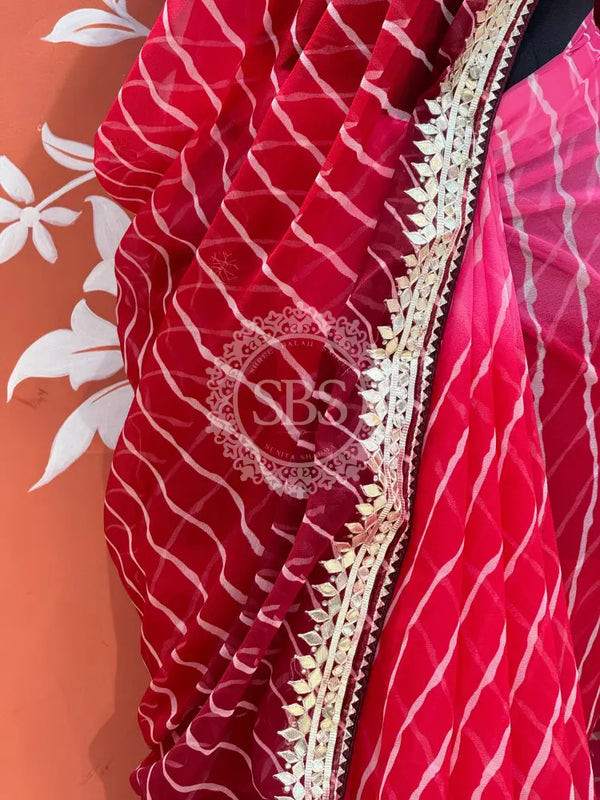 30 GM ROYAL GEORGETTE LEHERIYA GOTA PATTI SAREE