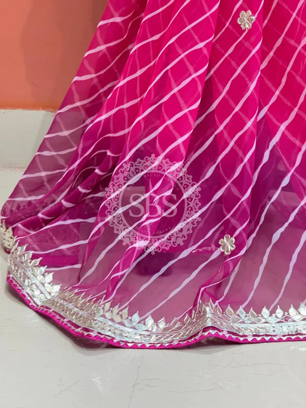 30 GM ROYAL GEORGETTE LEHERIYA GOTA PATTI SAREE