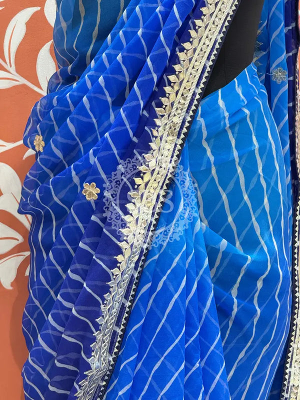 30 GM ROYAL GEORGETTE LEHERIYA GOTA PATTI SAREE