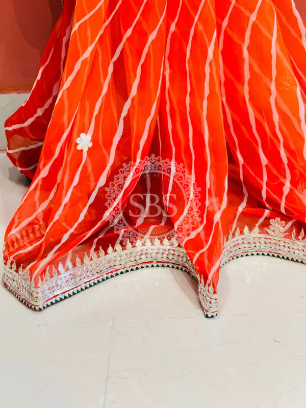 30 GM ROYAL GEORGETTE LEHERIYA GOTA PATTI SAREE