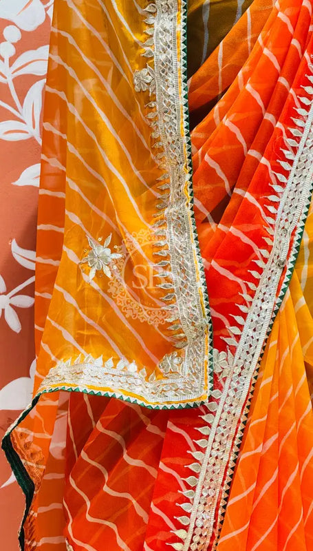 30 GM ROYAL GEORGETTE LEHERIYA GOTA PATTI SAREE