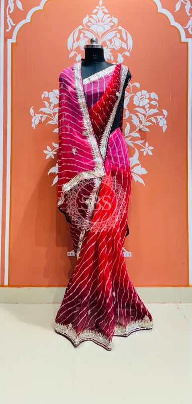 30 GM ROYAL GEORGETTE LEHERIYA GOTA PATTI SAREE