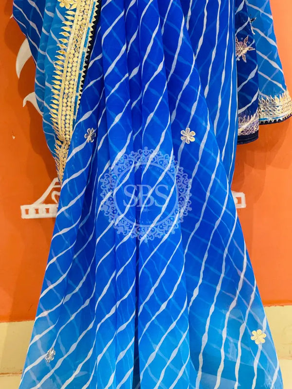 30 GM ROYAL GEORGETTE LEHERIYA GOTA PATTI SAREE
