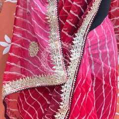 30 GM ROYAL GEORGETTE LEHERIYA GOTA PATTI SAREE