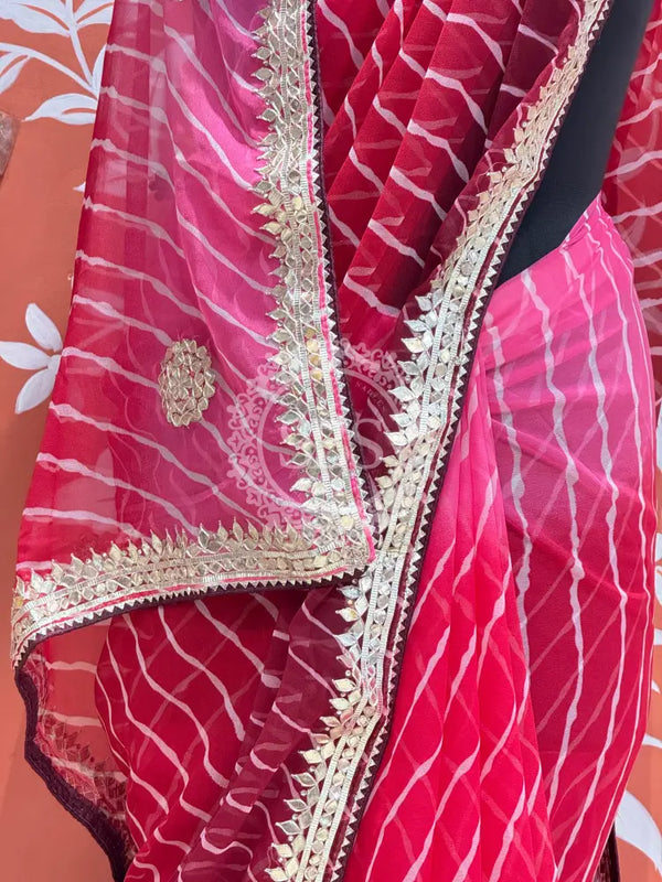30 GM ROYAL GEORGETTE LEHERIYA GOTA PATTI SAREE