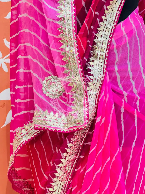 30 GM ROYAL GEORGETTE LEHERIYA GOTA PATTI SAREE