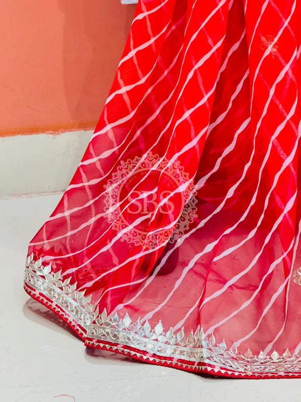 30 GM ROYAL GEORGETTE LEHERIYA GOTA PATTI SAREE