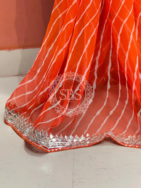 30 GM ROYAL GEORGETTE LEHERIYA GOTA PATTI SAREE