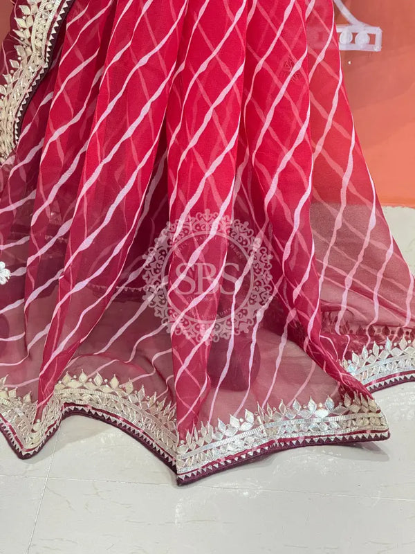 30 GM ROYAL GEORGETTE LEHERIYA GOTA PATTI SAREE