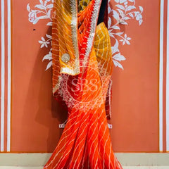 30 GM ROYAL GEORGETTE LEHERIYA GOTA PATTI SAREE