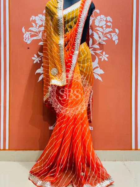 30 GM ROYAL GEORGETTE LEHERIYA GOTA PATTI SAREE