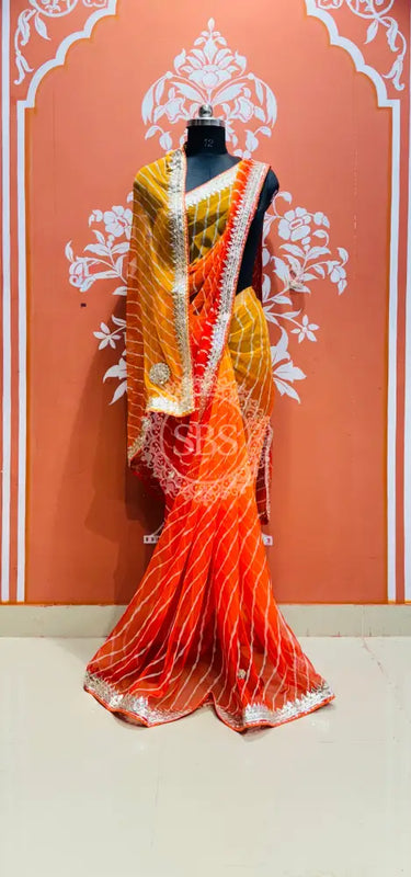 30 GM ROYAL GEORGETTE LEHERIYA GOTA PATTI SAREE