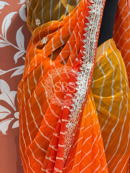 30 GM ROYAL GEORGETTE LEHERIYA GOTA PATTI SAREE