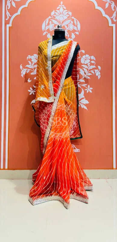 30 GM ROYAL GEORGETTE LEHERIYA GOTA PATTI SAREE