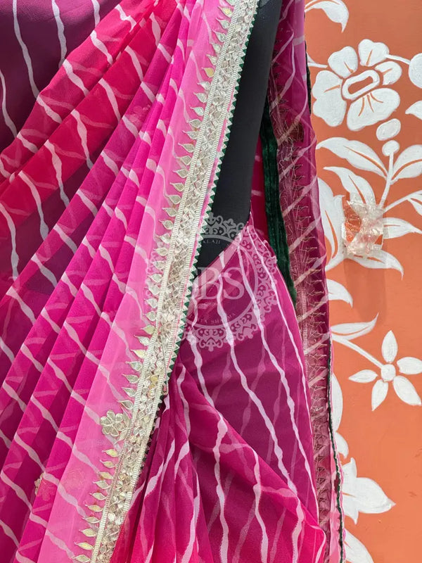 30 GM ROYAL GEORGETTE LEHERIYA GOTA PATTI SAREE