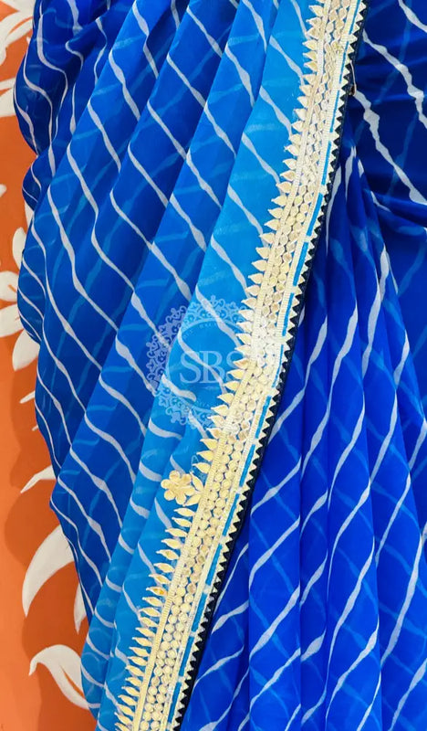 30 GM ROYAL GEORGETTE LEHERIYA GOTA PATTI SAREE