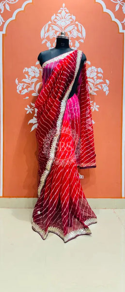 30 GM ROYAL GEORGETTE LEHERIYA GOTA PATTI SAREE