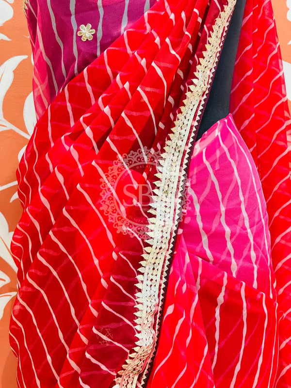 30 GM ROYAL GEORGETTE LEHERIYA GOTA PATTI SAREE