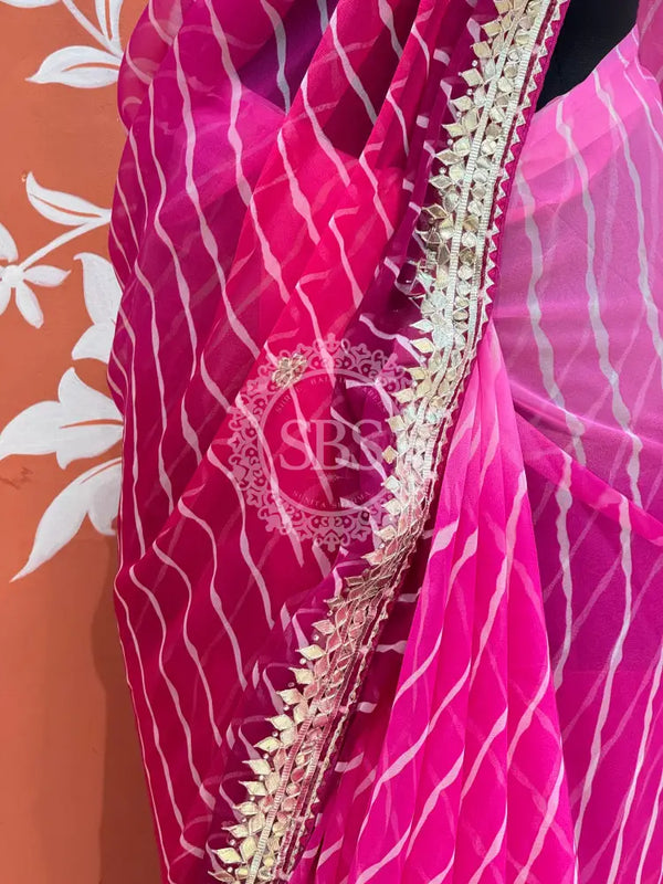 30 GM ROYAL GEORGETTE LEHERIYA GOTA PATTI SAREE