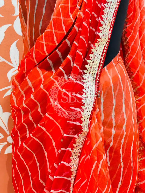 30 GM ROYAL GEORGETTE LEHERIYA GOTA PATTI SAREE