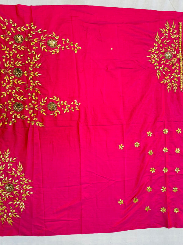 UNSTITCHED SILK GOTA PATTI HANDWORK BLOUSE