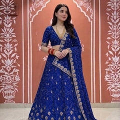 Georgette Rai Bandhej Lehenga