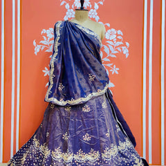 PURE COSMOS TISSUE HANDWORK GOTA PATTI LEHENGA