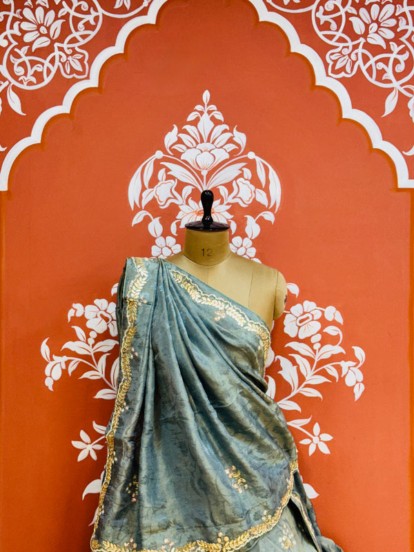 PURE COSMOS TISSUE HANDWORK GOTA PATTI LEHENGA