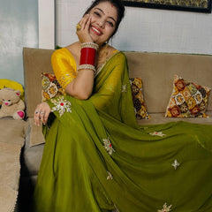 Semi Chiffon Gota Saree