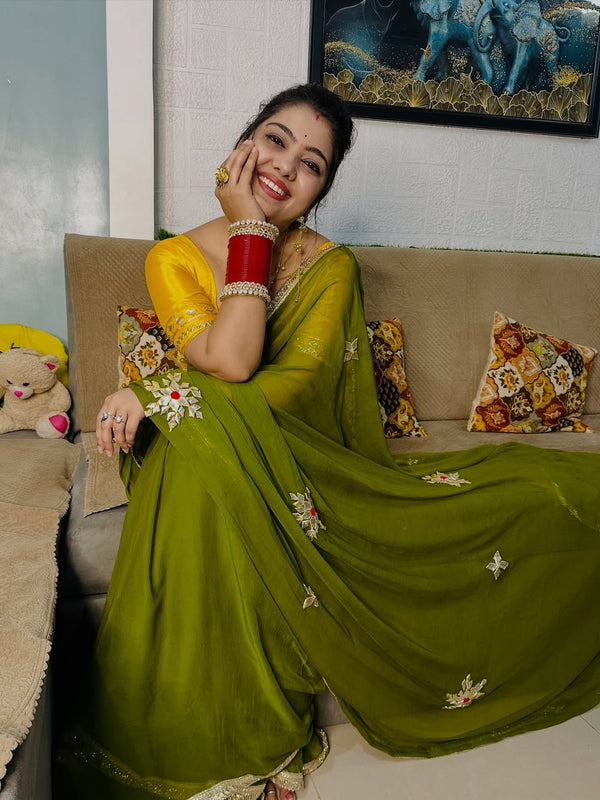 Semi Chiffon Gota Saree