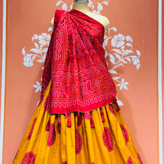 TUSSAR SILK GUJRATI BOOTA LEHENGA